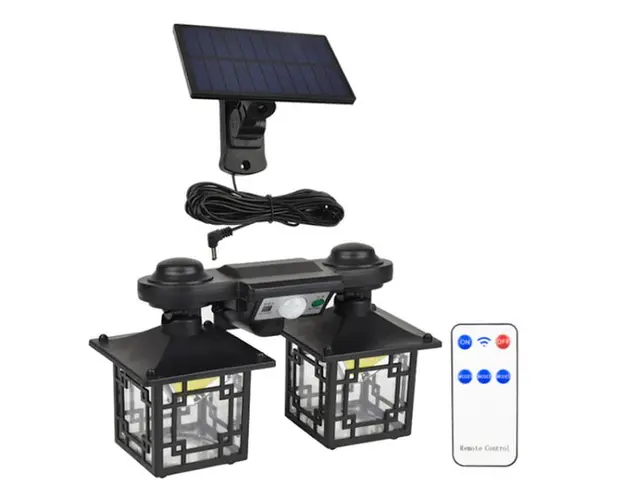 Lampa solara dubla pentru perete cu senzor de miscare si telecomanda 192 LED, JD-2219A