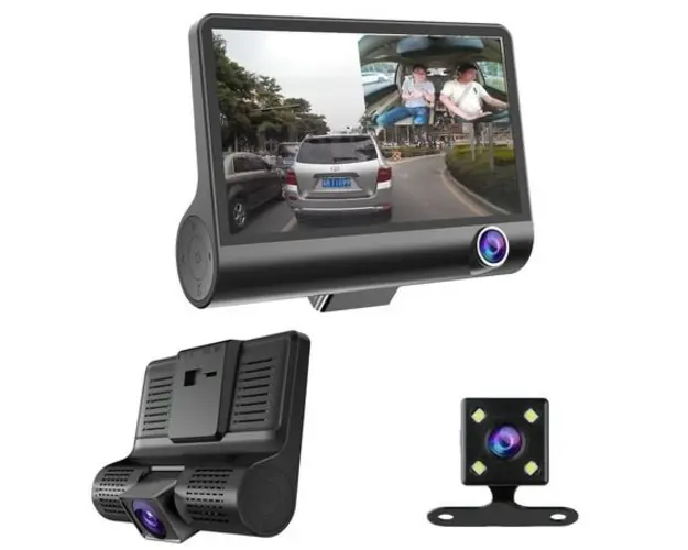 Camera auto tripla Blackbox L300-1, Full-HD, 3 camere-fata/spate/interior, ecran 4'', G Senzor