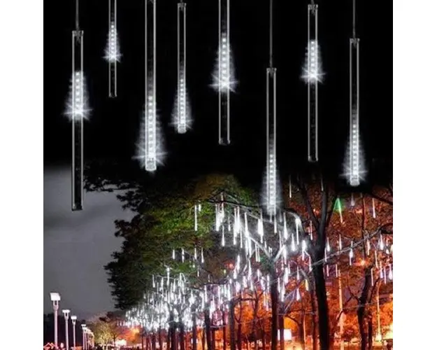Instalatie tub luminos tip ploaie meteoriti, 30, 50 sau 80 cm, 8 tuburi, diverse culori