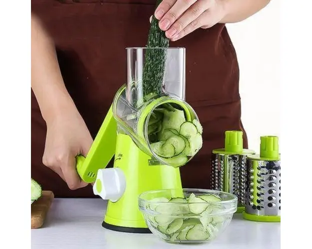 Razatoare manuala pentru legume Tabletop Drum Grater, 3 lame interschimbabile