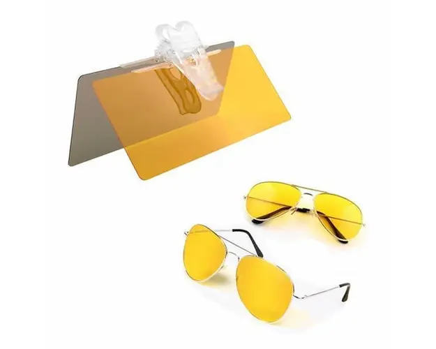 Set auto condus zi / noapte / ceata - Ochelari HD + Parasolar HD