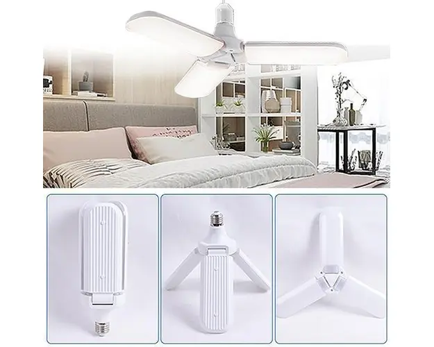 Lampa LED cu 3 brate mobile ajustabile, E27 6500K 45W, Alb Rece