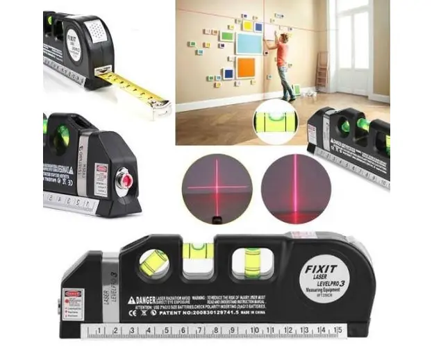 Nivela-boloboc multifunctionala cu raza laser si ruleta incorporata
