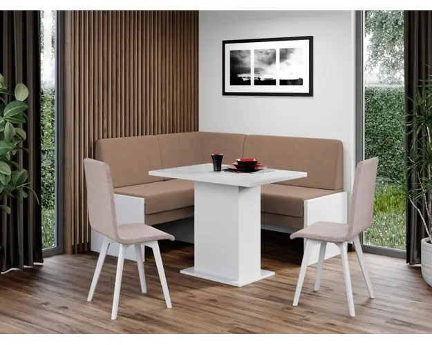 Set Coltar Bucatarie Smart Blur 4/Pal Alb + Masa + 2 Scaune Rosa Rino 6