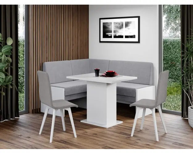 Set Coltar Bucatarie Smart Blur 18/Pal Alb + Masa + 2 Scaune Rosa Rino 88