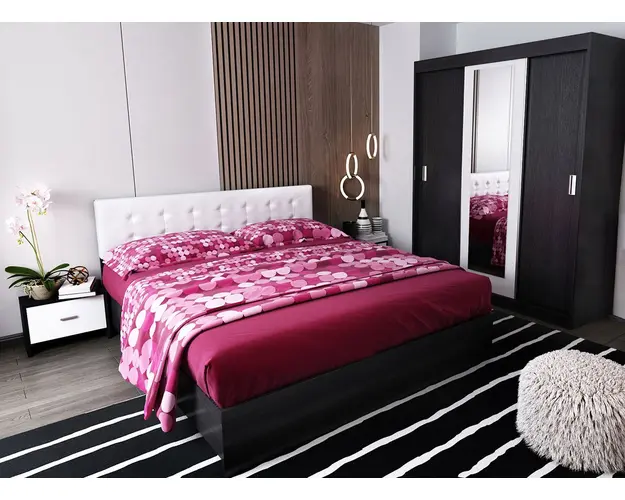 Set Mobila Dormitor Bingo F Tapitat Alb - 4 piese