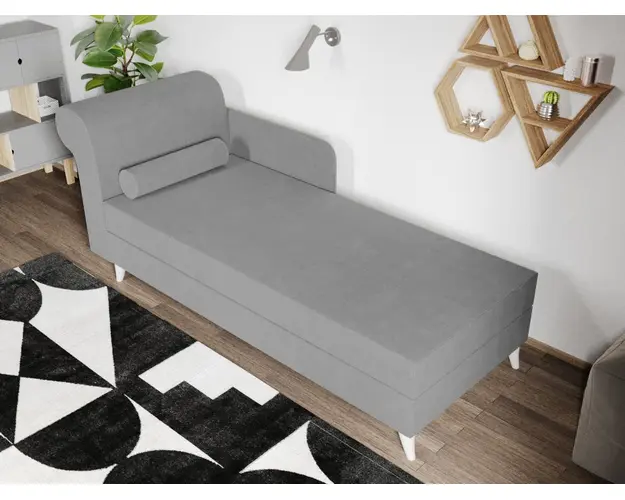 Divan / Pat o persoana tapitat Gri Deschis Round Fix