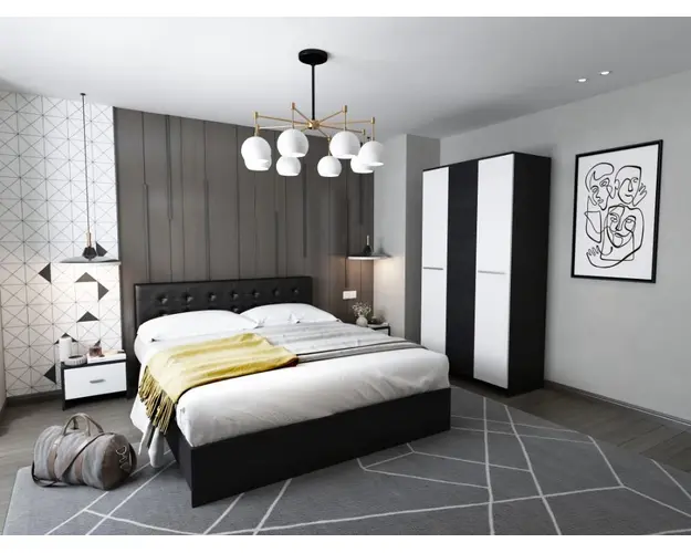 Set Mobila Dormitor Mario 3U 4 piese tapitat wenge