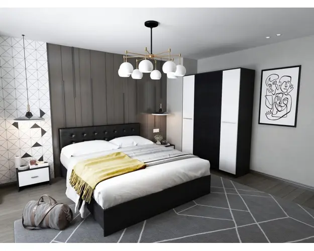 Set Mobila Dormitor Mario 4U 4 piese tapitat wenge