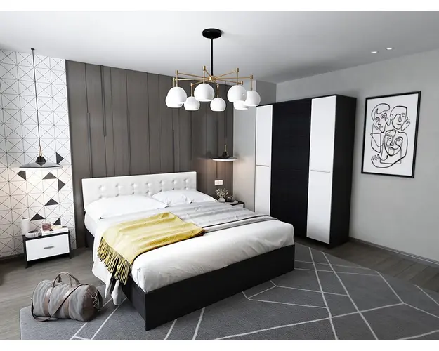 Set Mobila Dormitor Mario 4U 4 piese tapitat alb