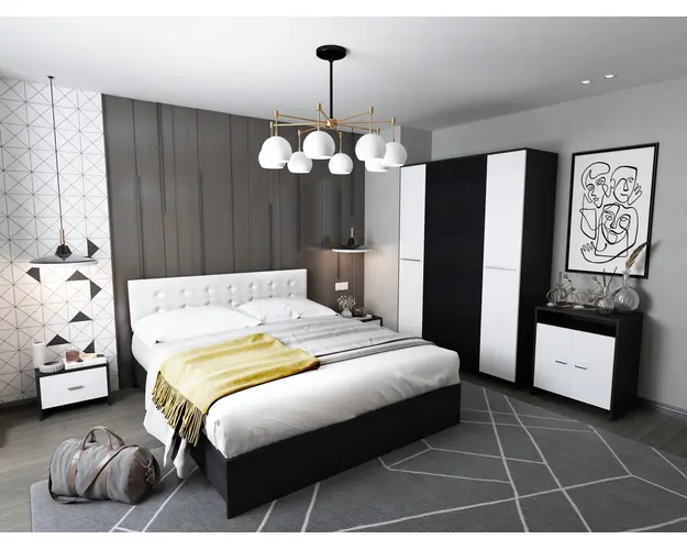 Set Mobila Dormitor Mario 4U tapitat alb