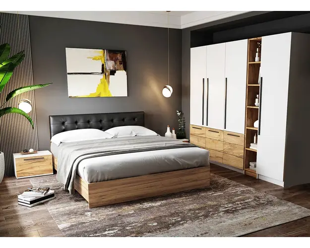 Set Mobila Dormitor Timea 6 piese Tapitat Wenge