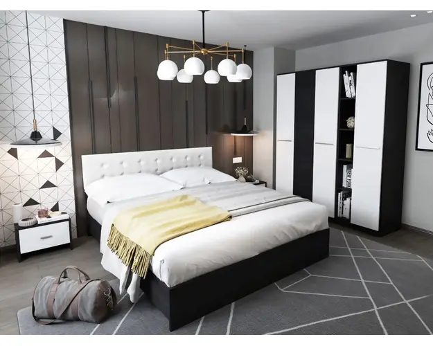 Set Mobila Dormitor Mario 3U 5 piese tapitat alb