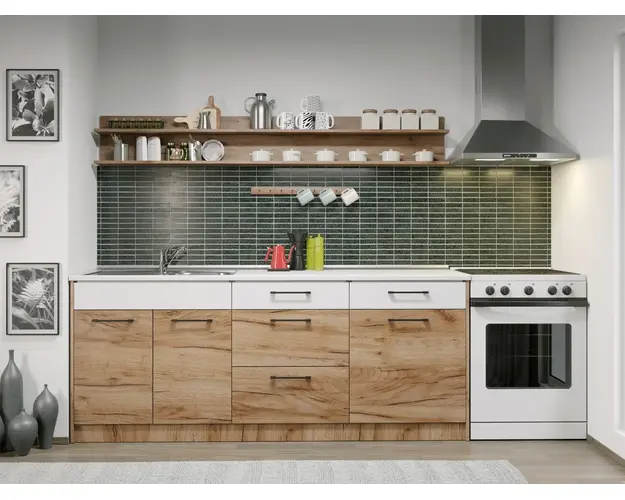 Set Mobila Bucatarie Gastro 200 Alb/Stejar - C22