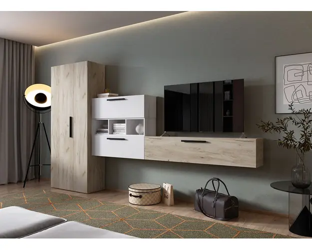 Living Pati 005 - Mobila Sufragerie Stejar + Alb