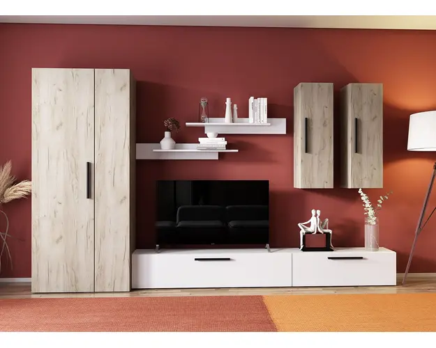 Living Pati 021 - Mobila Sufragerie Stejar + Alb