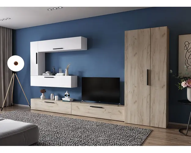 Living Pati 035 - Mobila Sufragerie Alba + Stejar