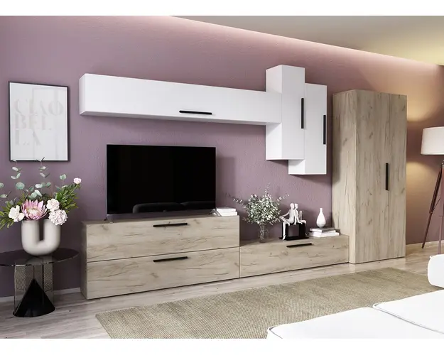 Living Pati 047 - Mobila Sufragerie Stejar + Alb