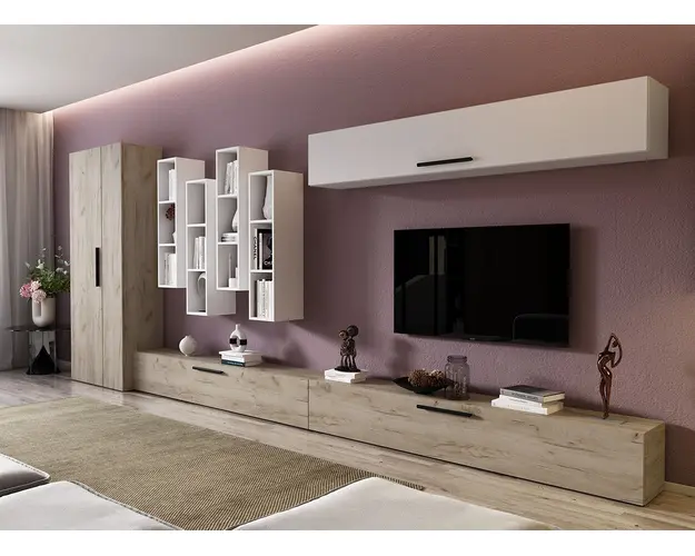 Living Pati 050 - Mobila Sufragerie Stejar + Alb