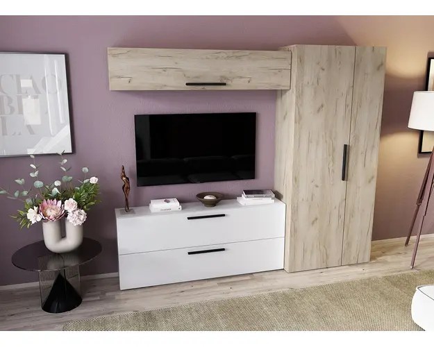 Living Pati 053 - Mobila Sufragerie Stejar + Alb