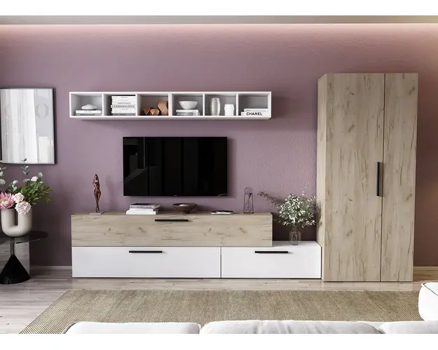 Living Pati 056 - Mobila Sufragerie Stejar + Alb