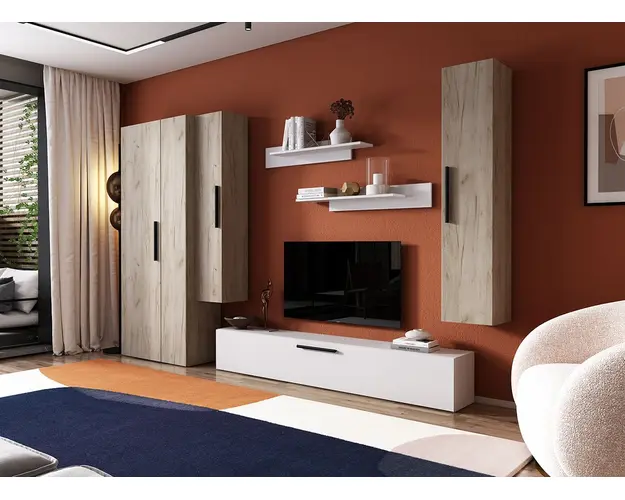 Living Pati 065 - Mobila Sufragerie Stejar + Alb