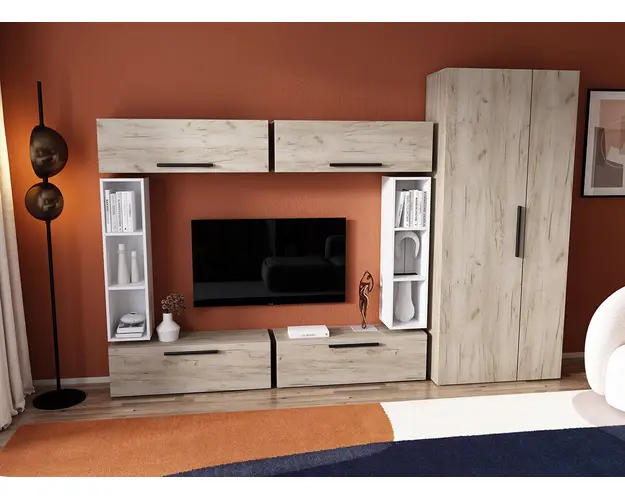 Living Pati 067 - Mobila Sufragerie Stejar + Alb
