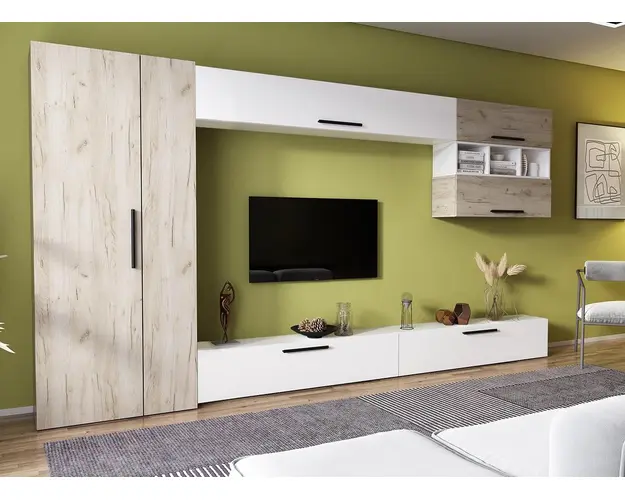 Living Pati 077 - Mobila Sufragerie Stejar + Alb