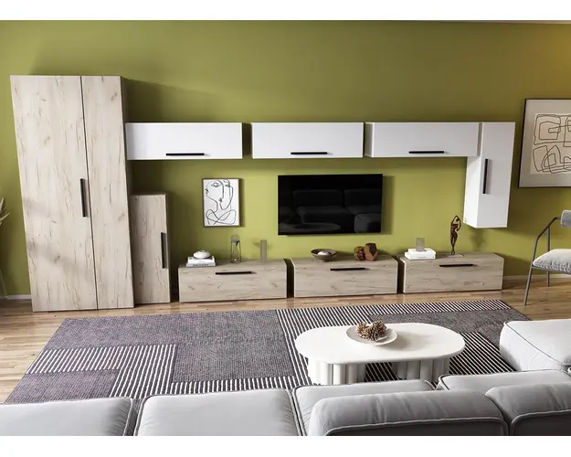 Living Pati 083 - Mobila Sufragerie Stejar + Alb