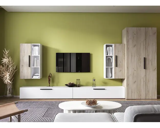 Living Pati 089 - Mobila Sufragerie Stejar + Alb