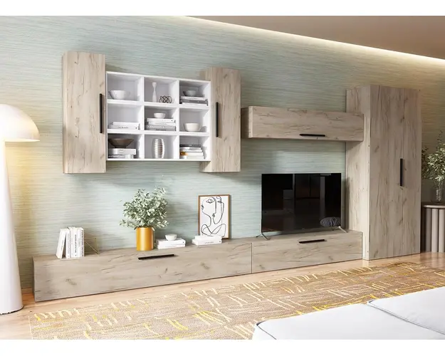 Living Pati 093 - Mobila Sufragerie Alba + Stejar