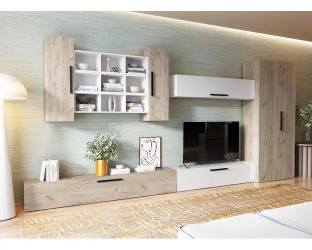 Living Pati 092 - Mobila Sufragerie Alba + Stejar