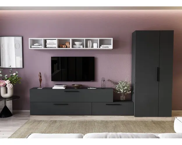 Living Pati 106 - Mobila Sufragerie Gri + Alb