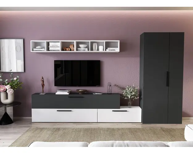 Living Pati 108 - Mobila Sufragerie Gri + Alb