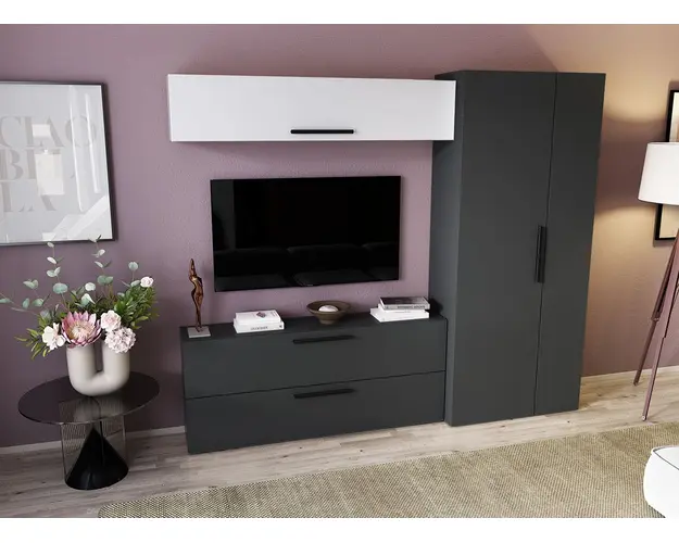 Living Pati 112 - Mobila Sufragerie Gri + Alb