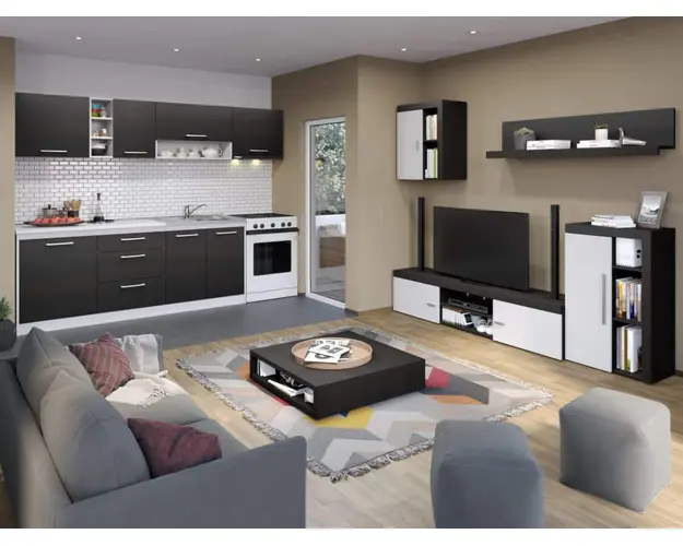 Pachet Mobila Bucatarie + Living Ferrara / Alb