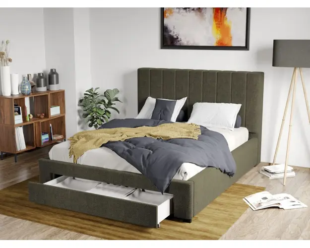 Pat Tapitat Adam cu somiera si sertar Verde inchis - Eden 12