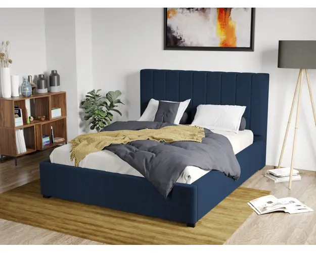 Pat Tapitat Adam cu somiera fixa Bleumarin - Falcone 80 90 x 200
