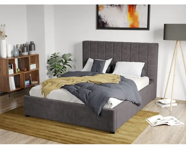 Pat Tapitat Adam cu somiera fixa Gri - Poso 22 90 x 200