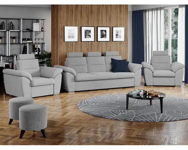 Set Canapea si Fotolii Biano Gri Deschis