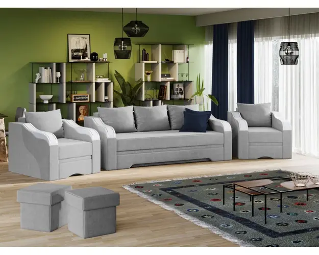 Set Canapea si Fotolii Julia Gri Deschis