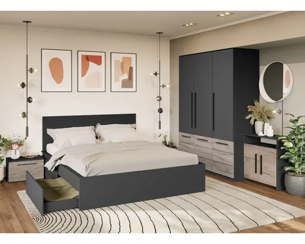 Set Mobila Dormitor Gri Noce C1