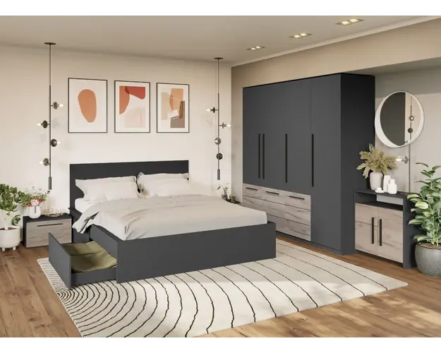 Set Mobila Dormitor Gri Noce C2