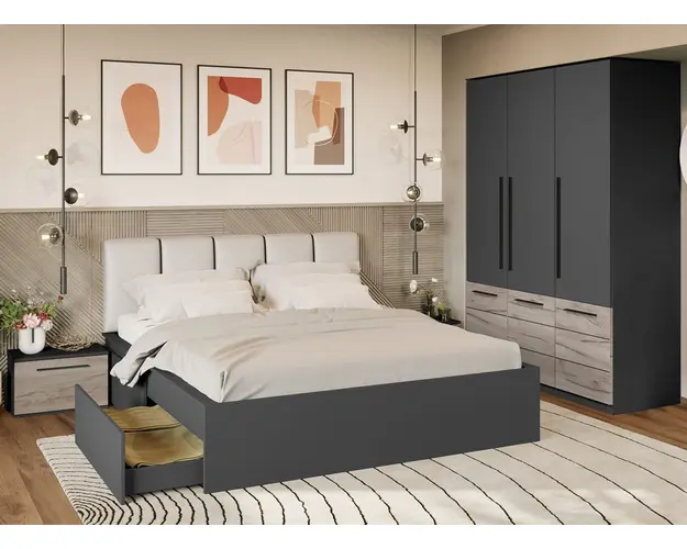 Set Mobila Dormitor Gri Noce C10