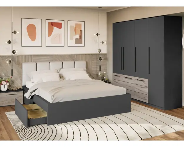 Set Mobila Dormitor Gri Noce C11