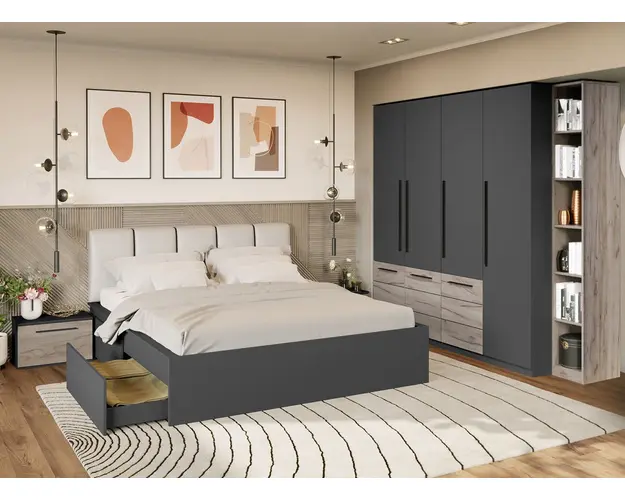 Set Mobila Dormitor Gri Noce C12