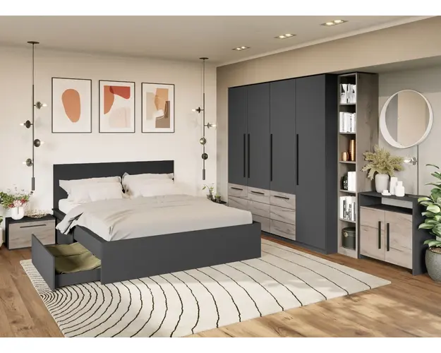 Set Mobila Dormitor Gri Noce C3