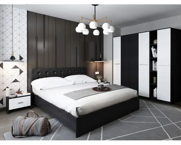 Set Mobila Dormitor Mario 4U 5 piese tapitat wenge