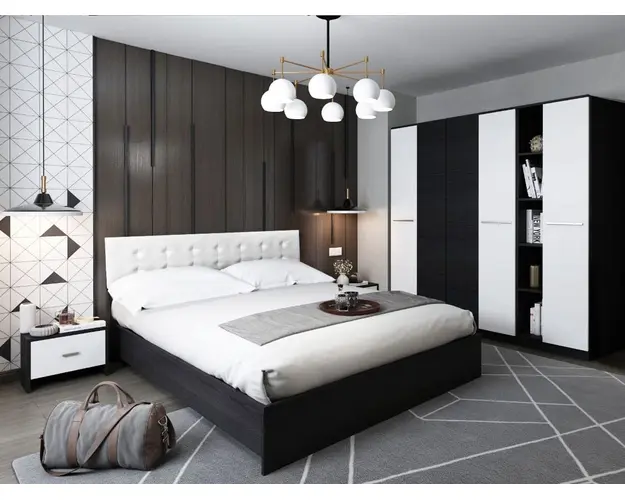 Set Mobila Dormitor Mario 4U 5 piese tapitat alb