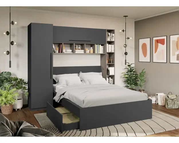 Set Mobila Dormitor Noce 2.33m cu pat incadrat